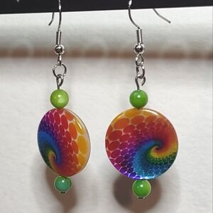 Color Swirl Handmade Glass Bead Earrings